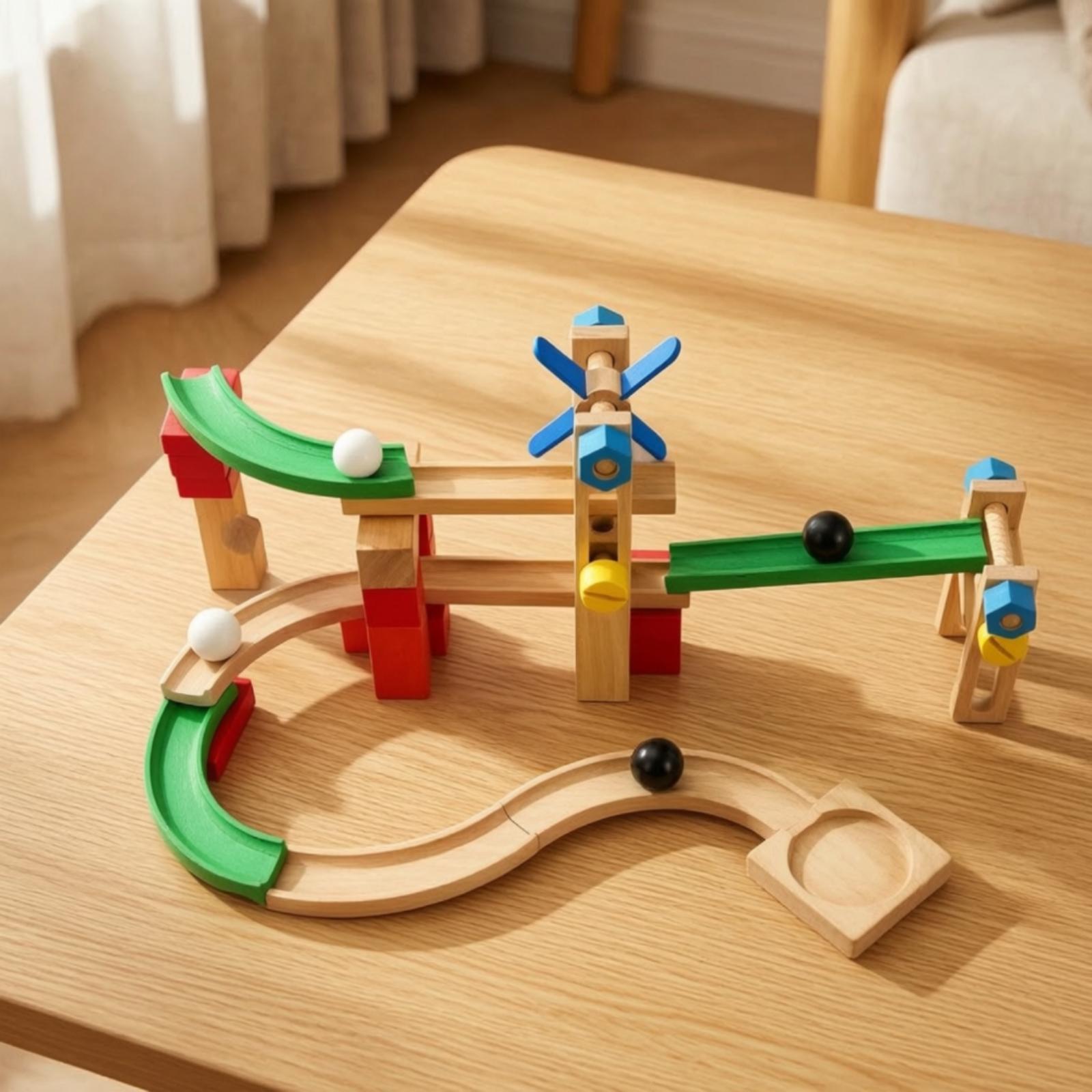 Wooden Marble Run Track for Ki - Marble Coaster Set recension och pris