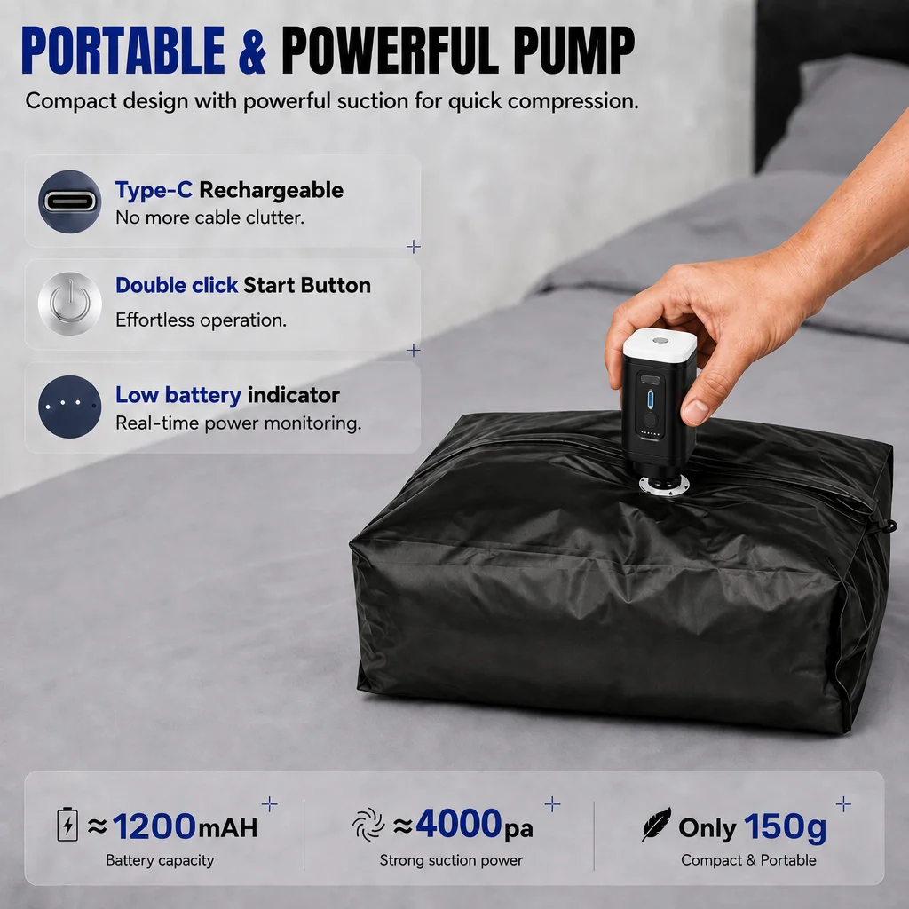 Vacuum Compression Storage Bag - Travel Luggage Set recension och pris