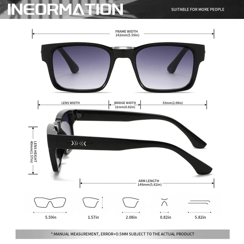 1/3PCS Fashion Square Rivets G - Sunglasses Uv400 recension och pris