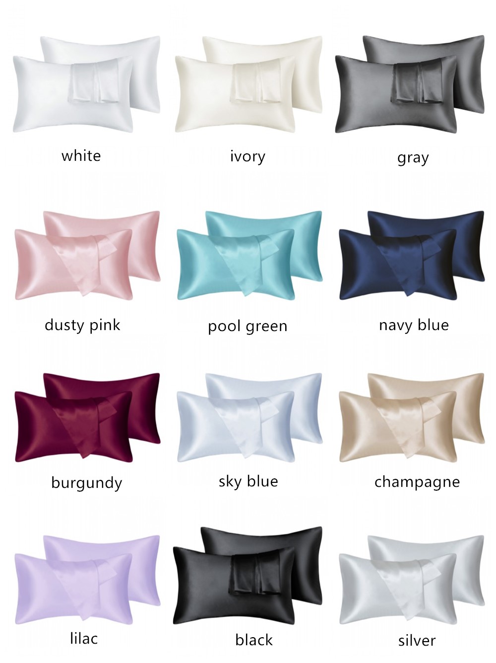 2pcs/lot Solid Silky Satin Ski - Silk Pillowcase recension och pris